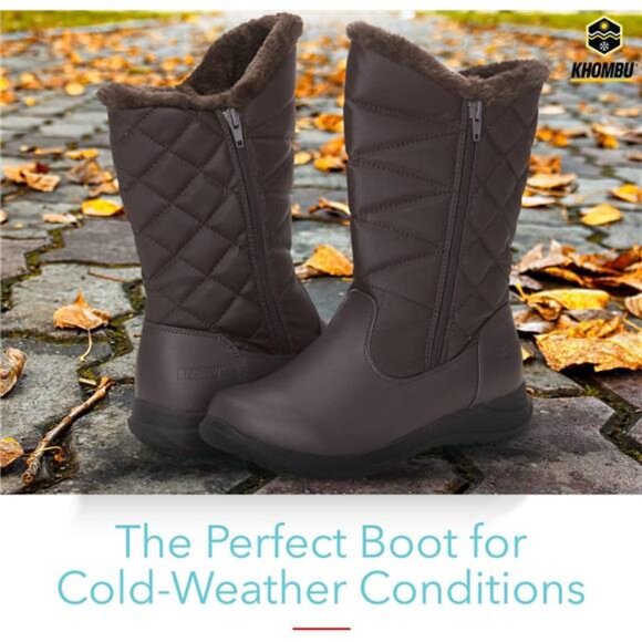 Women's Carly Winter Boots Warm Faux Fur-Lined Tall MidCalf Height with Dual Zip - Picture 6 of 7